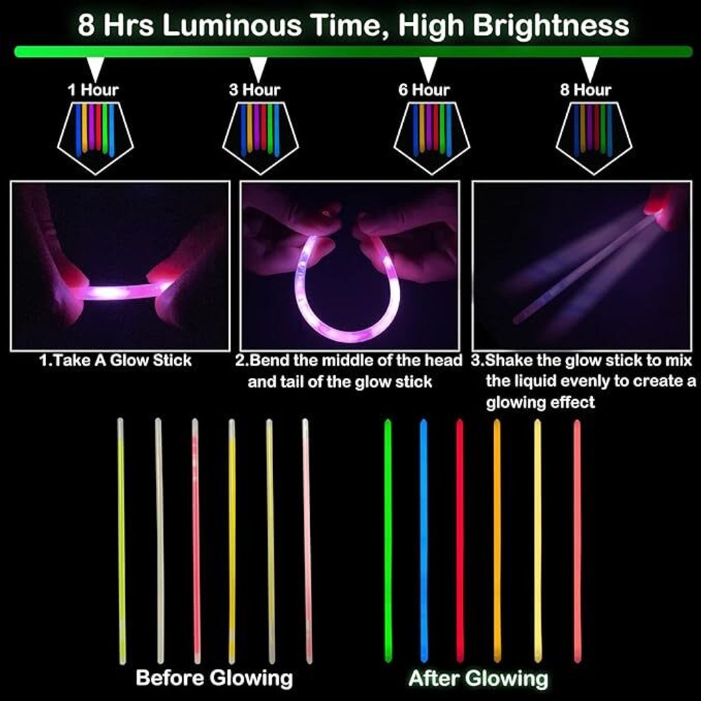 230 Stück Knicklichter Party Set - Leuchtstäbe Mit Zubehör Für Feste & Events