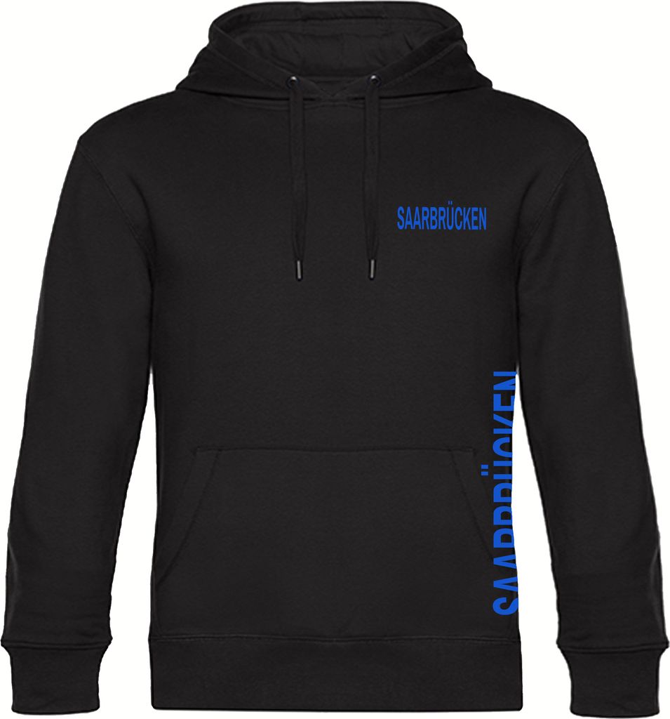 multifanshop Kapuzen Sweatshirt - Saarbrücken - Brust & Seite, schwarz, Größe S
