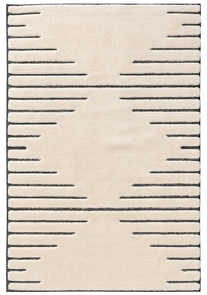 Teppich Elvy Creme/Grau 160x230 cm Wohnzimmer Rechteckig Muster Kurzflor benuta Flauschig Weich