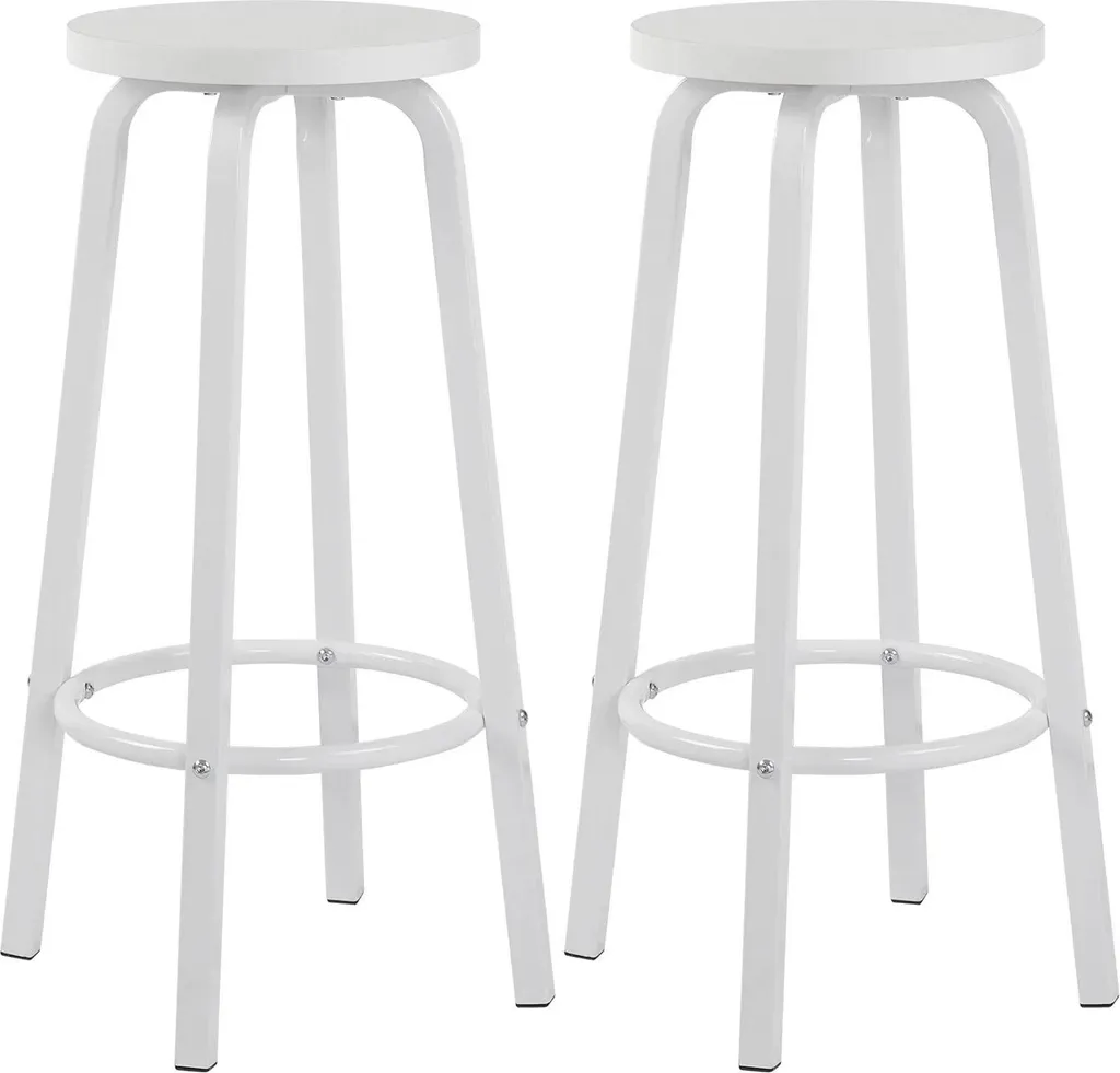 Chaise de bar de cuisine blanche hauteur 72 cm assise carrée en bois MDF