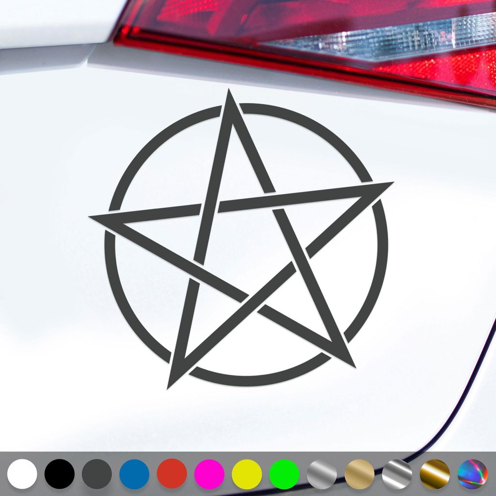 PantherPixel Pentagramm Aufkleber Gothic Hexen Magie Metal Sticker Auto Geschenkidee Farbe Dunkelgrau