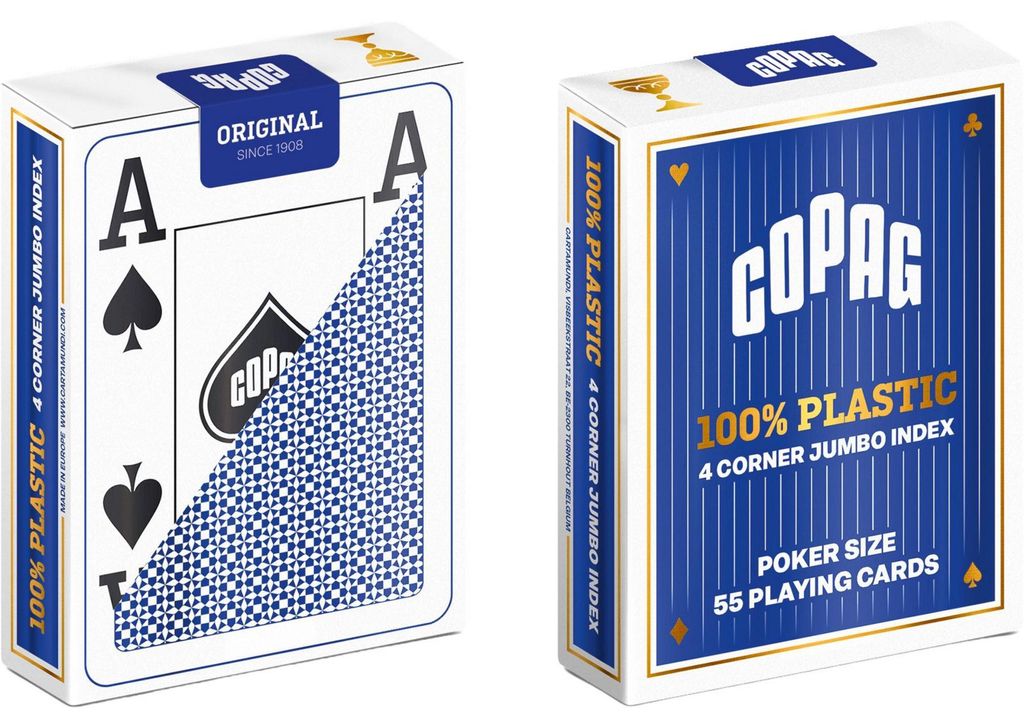Cartamundi COPAG® 100% plastica, carte da poker jumbo blu Immagine del prodotto 