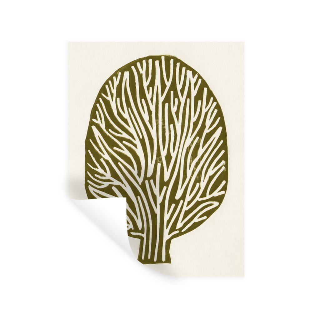 MuchoWow Wandtattoo Wandsticker Wandaufkleber Baum - Abstrakt - Pastell - Grün 90x120 cm Selbstklebend und Repositionierbar - Faltenfrei