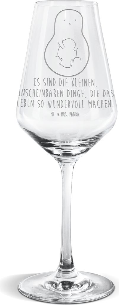 Mr. & Mrs. Panda Weinglas Avocado Kern - Transparent - Geschenk, Baby, Liebe, Pflanze, Weißwein Kelch, Glas, Weißweinkelch, wein, Spruch Leben