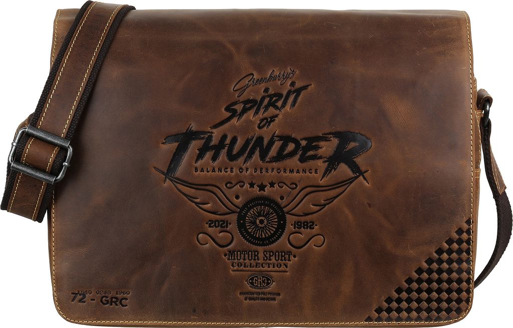 Greenburry Umhängetasche Leder Herren braun antik Messenger Bag Tasche 36x28cm "Atlanta"