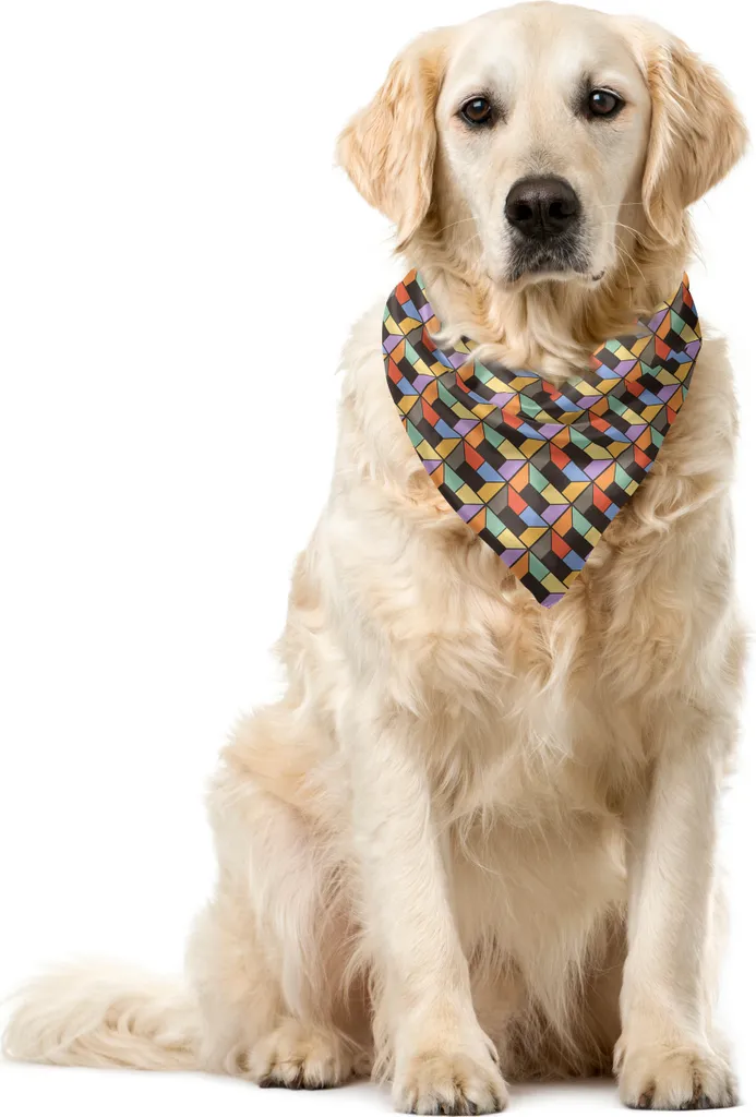 ABAKUHAUS Bandana Cane Geometrica 55x55cm - Foulard Multicolore Animali