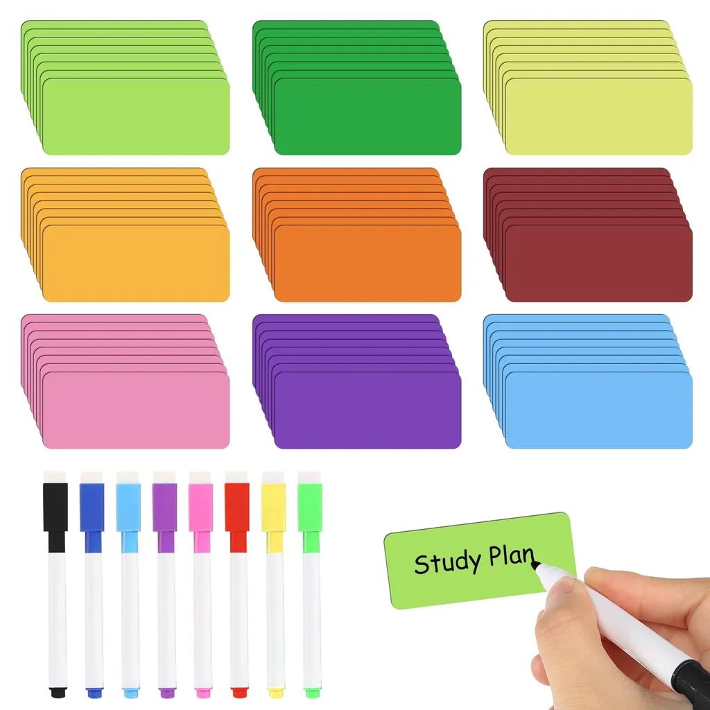 Magnet Effaçable pour Tableau Magnétique : Lot de 72 Étiquettes 8x3cm