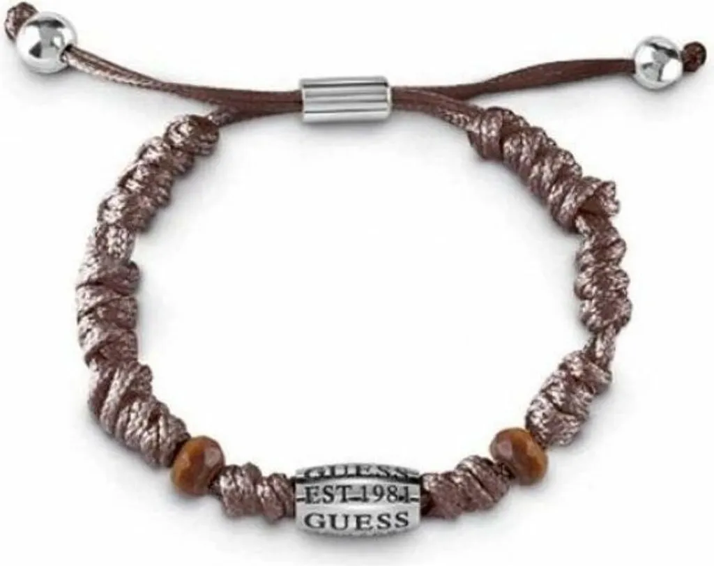 Guess UMB85015 Bracciale Uomo Pelle Intrecciata e Acciaio 316L