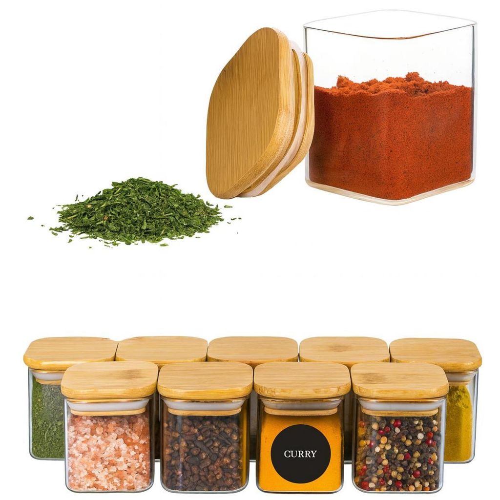Zimilo Gewürzgläser Eckig Set, 10 X 220 ml Vorratsgläser Produktbild 