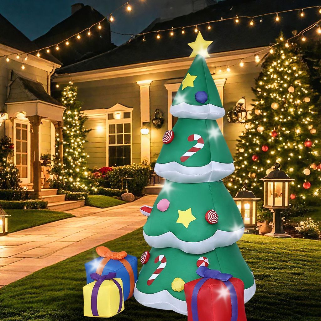 2,1m Aufblasbarer Weihnachtsbaum, Polyester, LED Weihnachtsdeko
