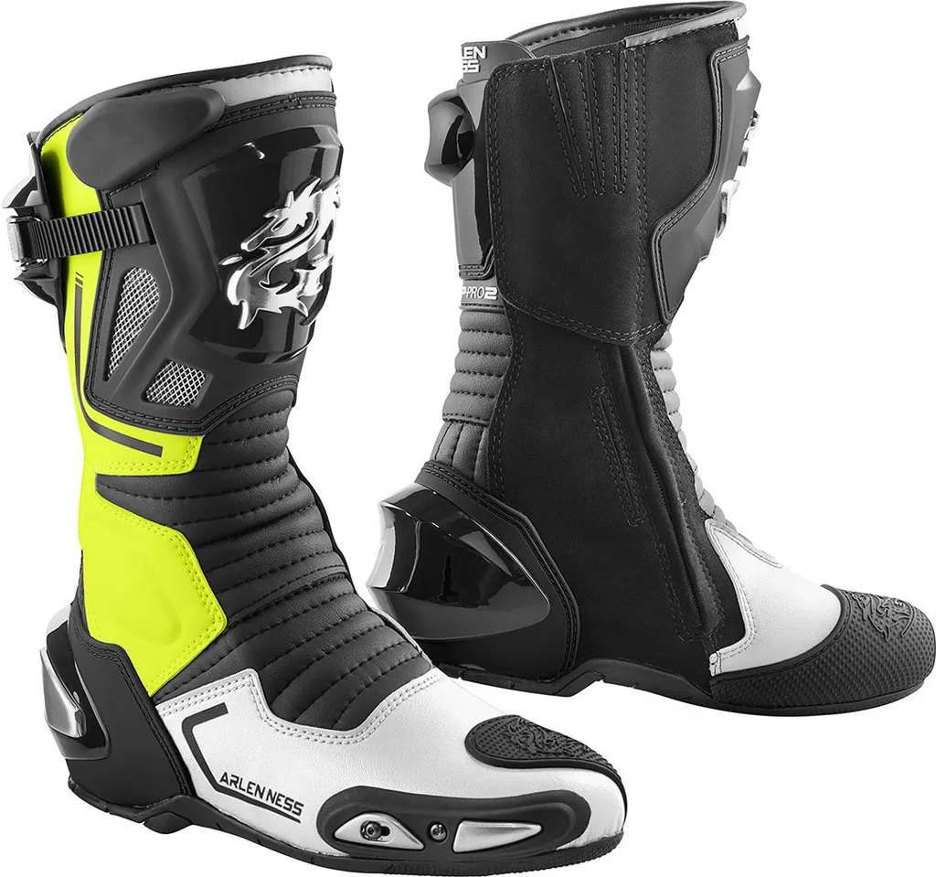 Bottes moto Arlen Ness Sugello noir jaune fluo taille 45 pour piste