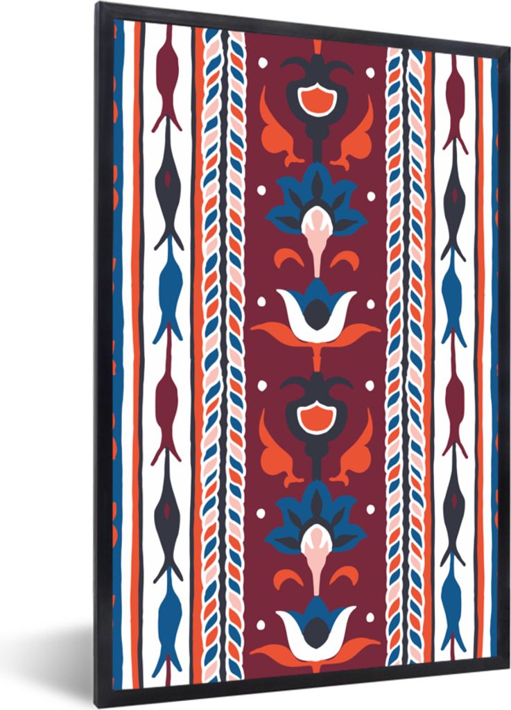 MuchoWow Gerahmtes Poster Blumen - Muster - Pflanzen - Abstrakt - Minimalismus 20x30 cm - Poster mit Schwarzem Bilderrahmen Wandposter Rahmen Fot...