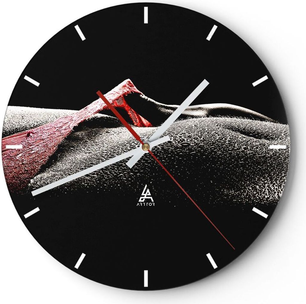 Wanduhr - Rund - Glasuhr - Körper weibliches Modell Wassertropfen - 30x30cm - Schleichendes Uhrwerk - Lautlos - zum Aufhängen bereit - Dekoration...