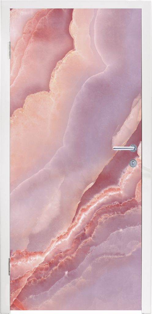 MuchoWow Türtapete Selbstklebende Türfolie Naturstein - Rosa - Nahaufnahme 85x215 cm Türposter Türaufkleber Klebefolie Türklebefolie - Aufkl...
