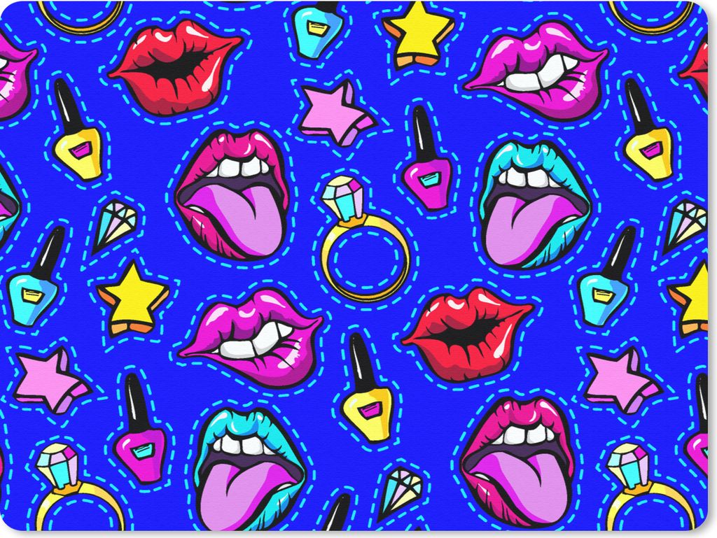 MuchoWow Mauspad Mousepad Muster - Popart - Neon - Blau 40x30 cm - Mousepads - Maus Mat - Pad - Mausunterlage - Anti Rutsch