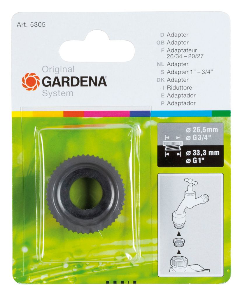 Gardena Adapter 33,3 mm (G 1) 26,5 mm (G 3 4) Produktbild 
