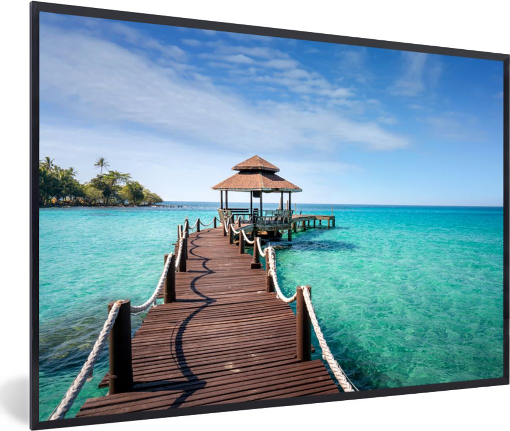 MuchoWow MuchoWow Gerahmtes Poster Meer - Pier - Bar 30x20 cm - Poster mit zchwarzem Bilderrahmen - Kunstdruck - Bild-Poster