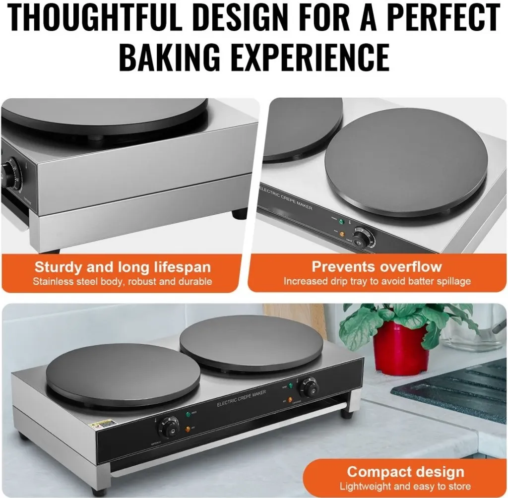 Billig professionnelle double plaque 40cm crêpière électrique 6000W
