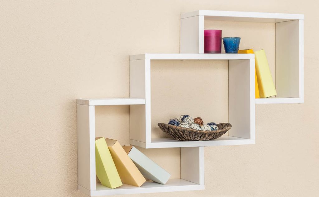 Hängeregal, Wandregal, Bücherregal - 88 cm breit, Kiefer Massivholz, Farbe: Weiß