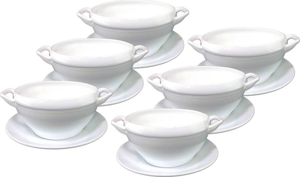 12tlg. Set Suppentasse weiß 540ml. Opalglas Luminarc