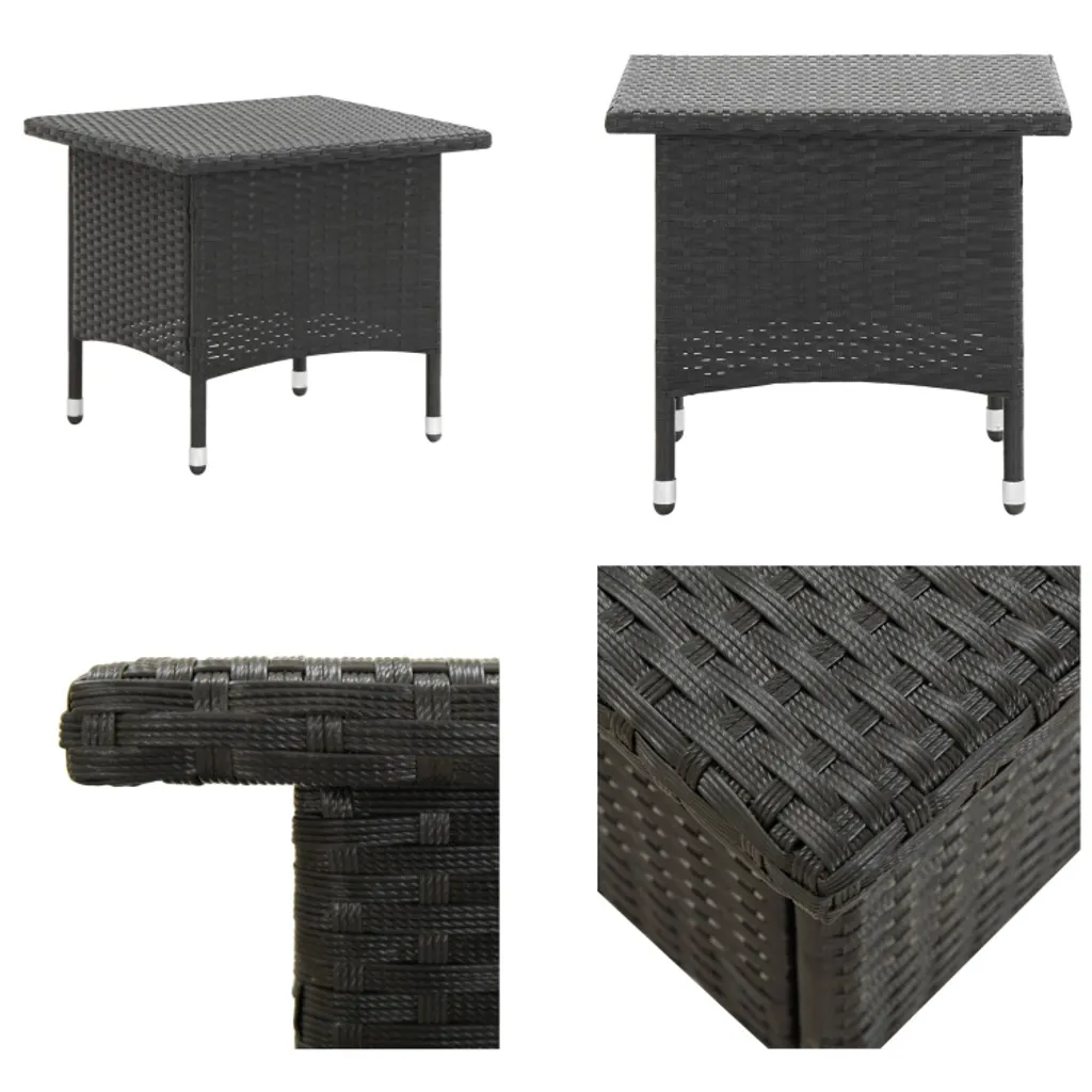 vidaXL Teetisch Schwarz 50 x 50 x 47 cm Poly Rattan - Gartentisch - Gartentische - Outdoor-Tisch - Outdoor-Tische