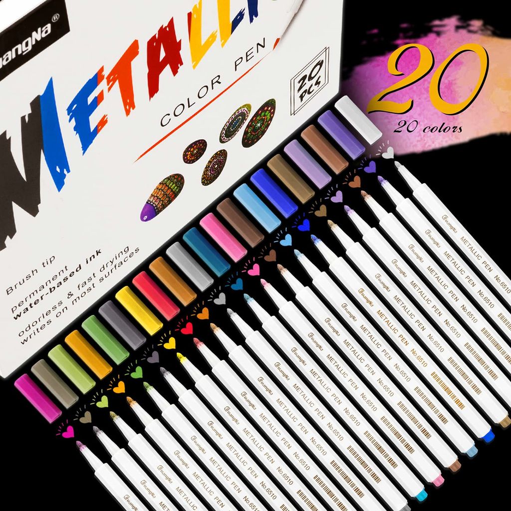 20 Farben Acrylstifte Marker Set Permanent Pen Wasserfest DIY Graffiti Steine 