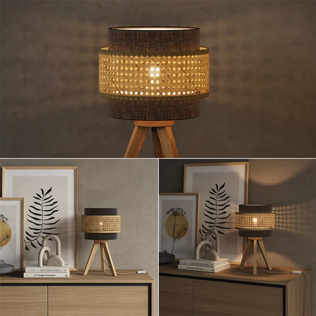 Lampada Design Morten Vicco in Rattan Nero 26x45 | Illuminazione E27