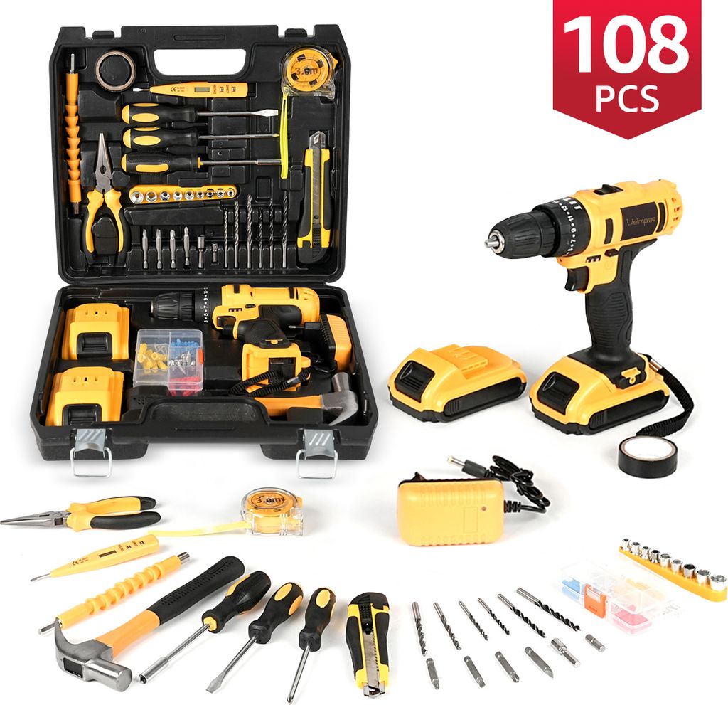 LifeImpree 21V Akkuschrauber Set, Akkubohrer mit 108PCS Produktbild 