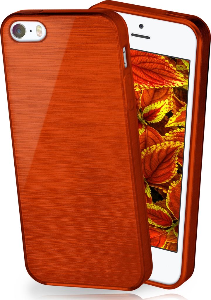 moex Brushed Case kompatibel mit iPhone 5s / 5 / SE (2016) - Hülle aus Silikon, Rot