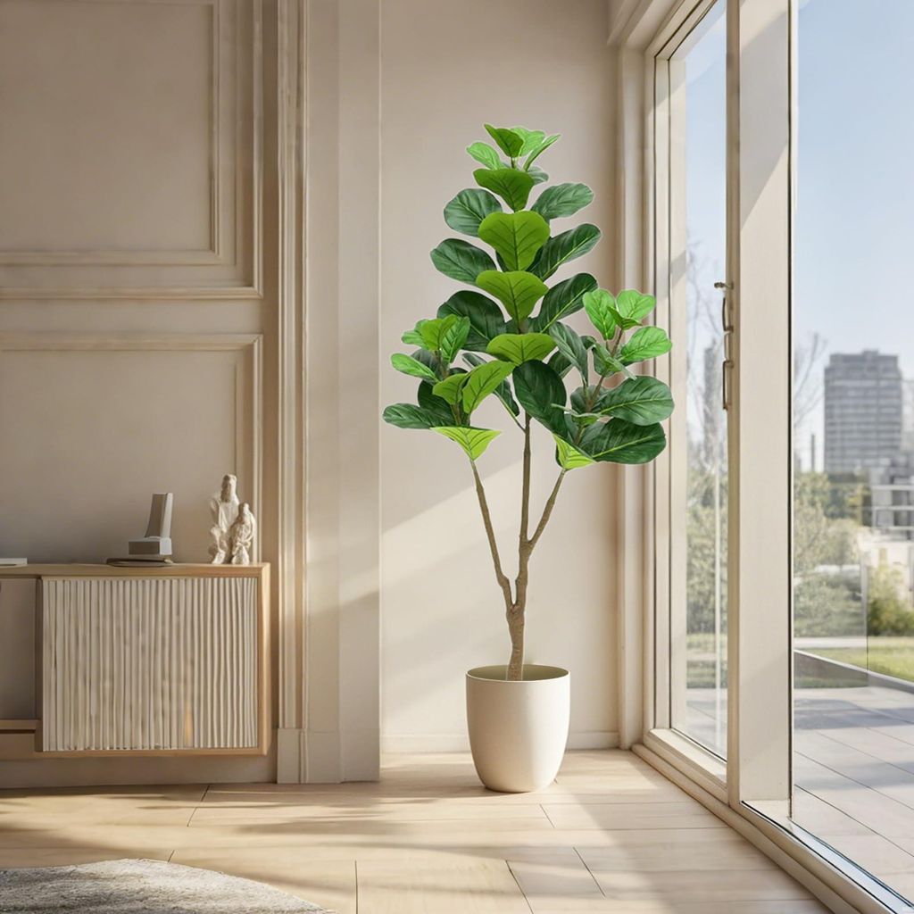 künstliche Feigenbäume (150 cm) – Künstliche Geigenfeige – Ficusbaum mit verstellbaren Ästen und Blättern – Künstliche Geigenfeige im T...