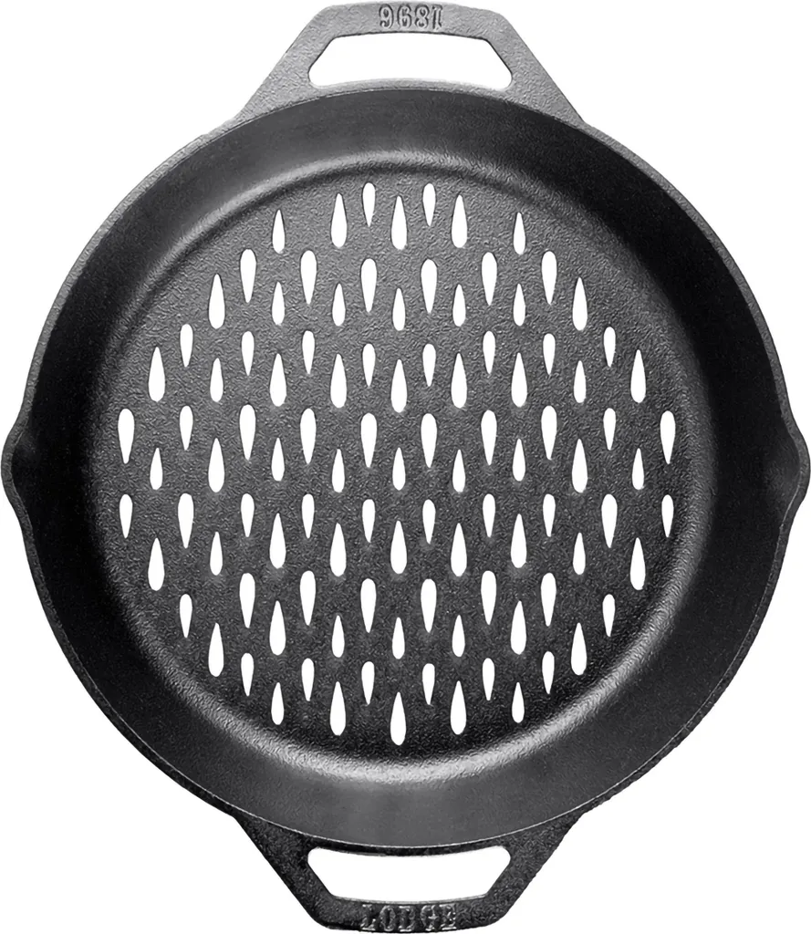 Poêle à Châtaignes en Fonte Lodge Ø 30,4 cm - Plat Perforé Barbecue