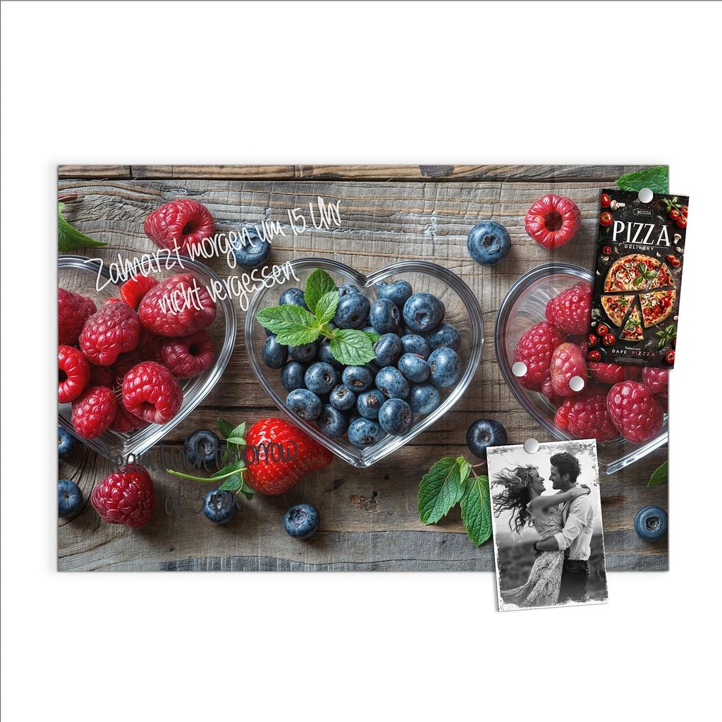 Magnettafel 60x40cm Pinnwand Whiteboard beschreibbar - Herzschalen Beeren