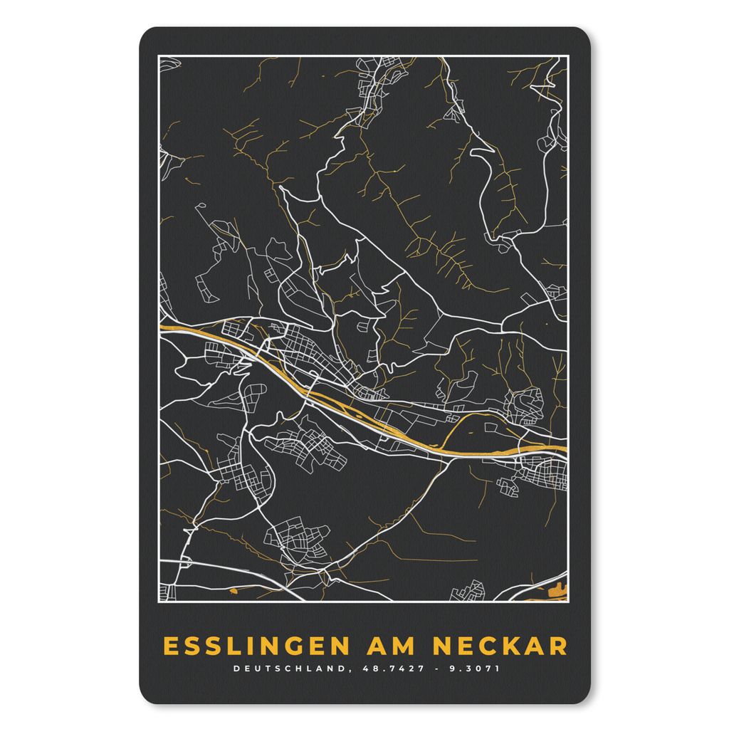 MuchoWow Mauspad Mousepad Stadtplan - Karte - Deutschland - Gold - Esslingen am Neckar - Karte 40x60 cm - Mousepads - Maus Mat - Pad - Mausunterl...
