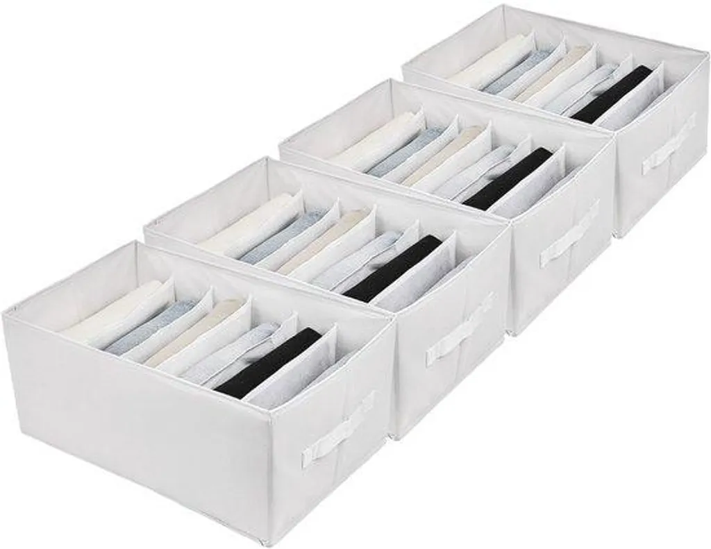 Grand système de rangement vêtements blanc XL à 6 compartiments rabat