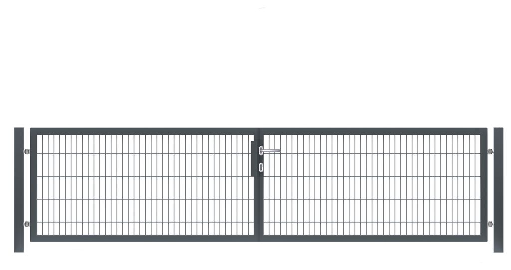 400 x 100 cm Doppelstabmatten Gartentor Vollrahmen Doppeltor 8/6/8 Anthrazit