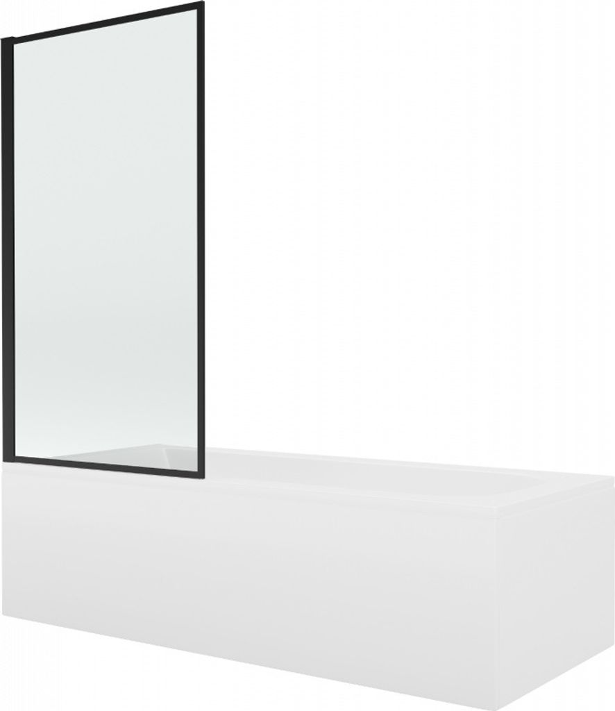 Mexen Vega Rechteckbadewanne 180 x 80 cm mit Verkleidung und 1-flügliger Duschabtrennung 70 cm, Schwarzes Design - 550118080X930