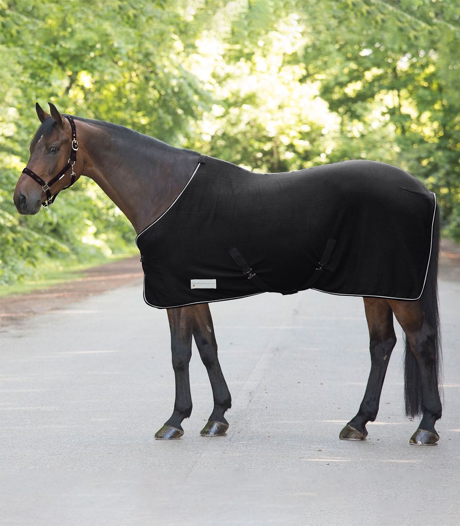 Waldhausen Abschwitzdecke Economic mit Kreuzgurten Fleecedecke Schwarz 125 cm