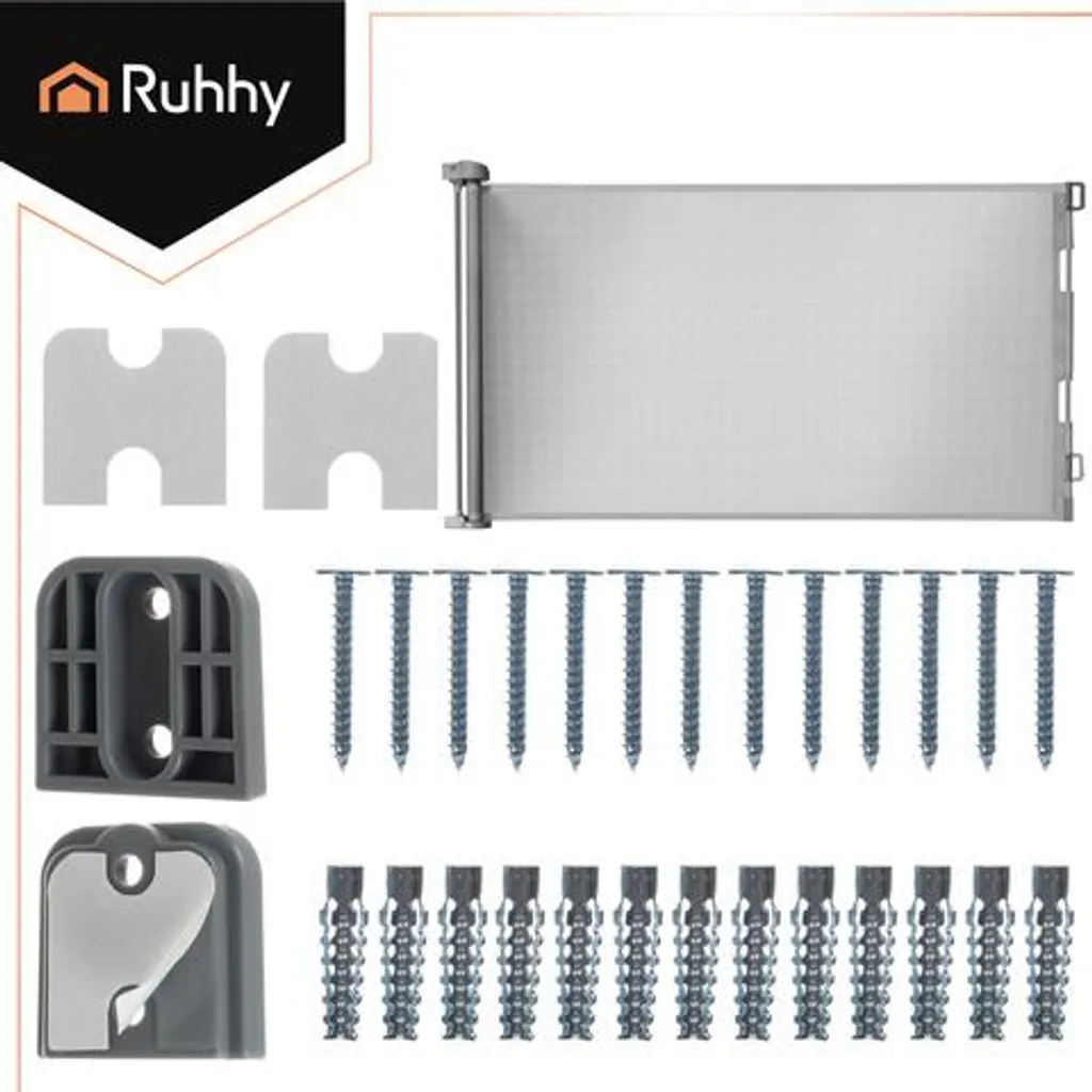 Barrière Ruhy Gray en métal gris - Système de fixation sans perçage mur