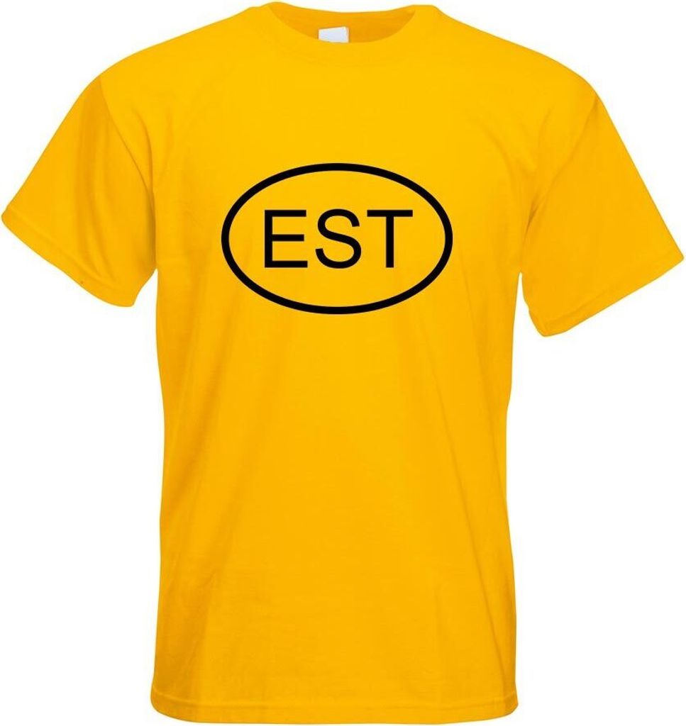 Kiwistar - T-Shirt - gelb - Estland EST Motiv Bedruckt Funshirt Design Print - mit Motiv Bedruckt - Funshirt Design - Sport - Freizeit - Herren - S