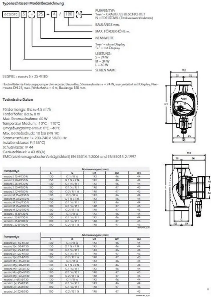 Circulateur de chauffage Lowara ecocirc S+ HE 20-4/130 pour maison neuve
