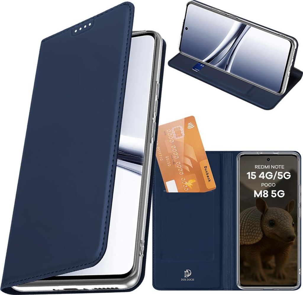 Handyhülle mit Klappe für Xiaomi Redmi Note 15 4G / 5G / POCO M8 5G, Dux Ducis Skin Pro, Dunkelblau
