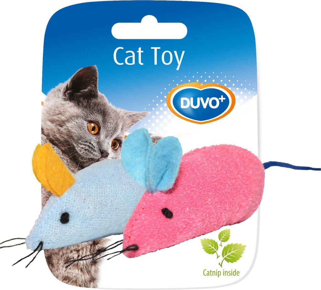Duvo+ Katzenspielzeug Maus mit Katzenminze blau/rosa