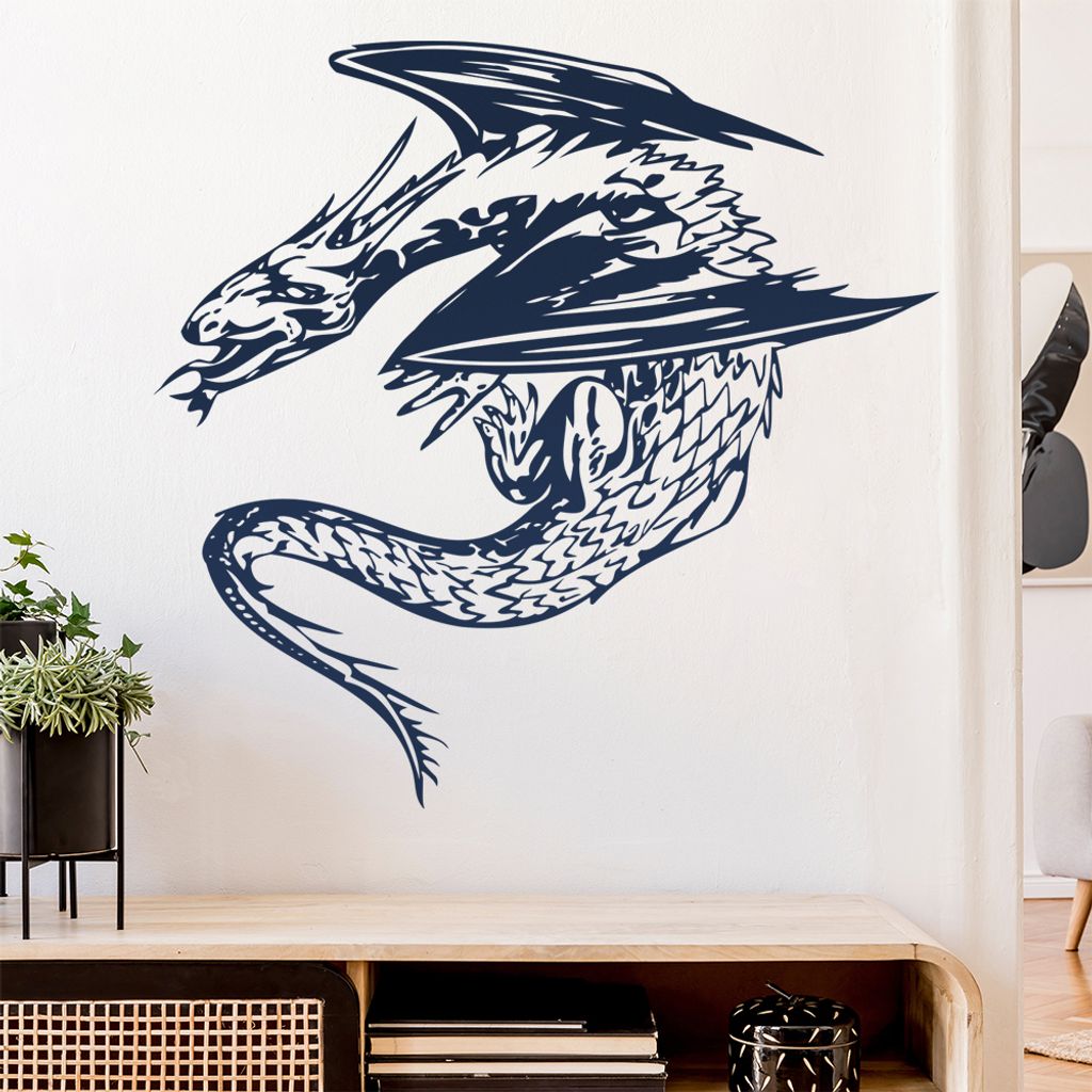 Drachenhort Wandtattoo in 6 Größen - Wandaufkleber Wall Sticker - Dekoration, Küche, Wohnzimmer, Schlafzimmer, Badezimmer