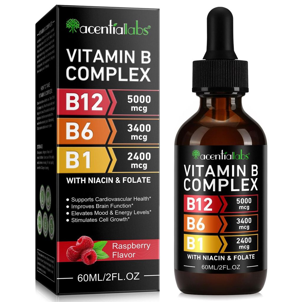 B12 B6 B1 Niacin + Folate Vitamin Komplex Tropfen - Vegan - Produktbild 