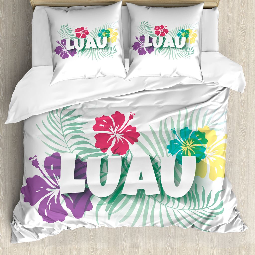 ABAKUHAUS Luau Bettbezug Set für Einzelbetten, Hawaii-Party-Zeit Petals, Milbensicher Allergiker geeignet mit Kissenbezug, 200 cm x 200 cm - 80 x ...