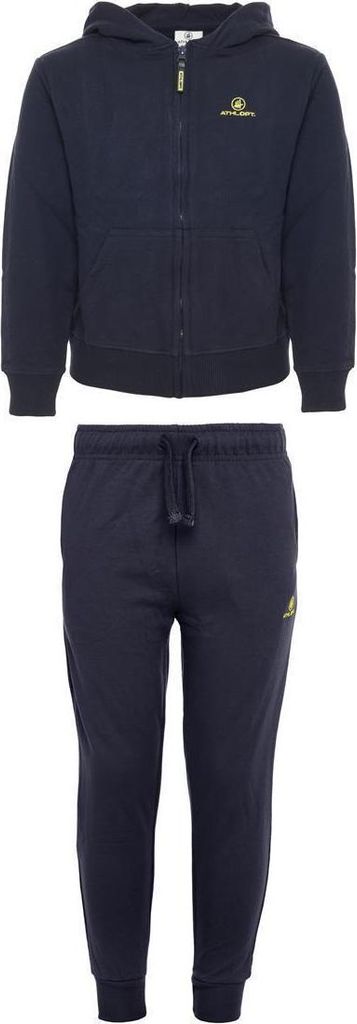 ATHL DPT. Jungen gemütlicher Jogginganzug - Set aus Jogginghose und Kapuzenpullover mit Reißverschluß, Dunkelblau, Gr. 110 (4-5 Jahre)