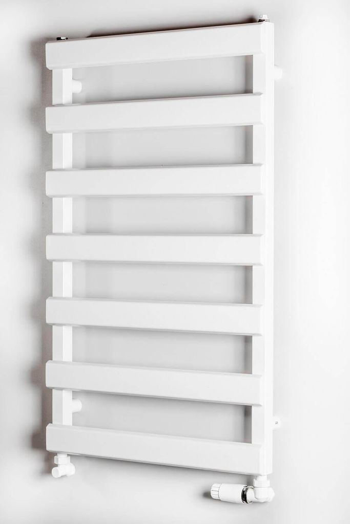 Badheizkörper 840x500 mm 373 Watt Weiß Handtuchtrockner Zentralheizung ZD-Anschluss Trapezprofile LUXRAD Scala New