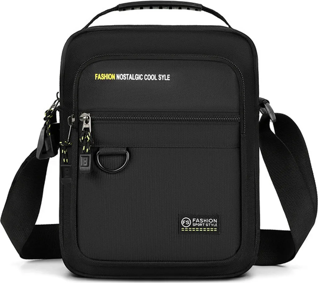 INF Borsa a tracolla da uomo, borsa a tracolla in tessuto Oxford resistente all'acqua Nero
