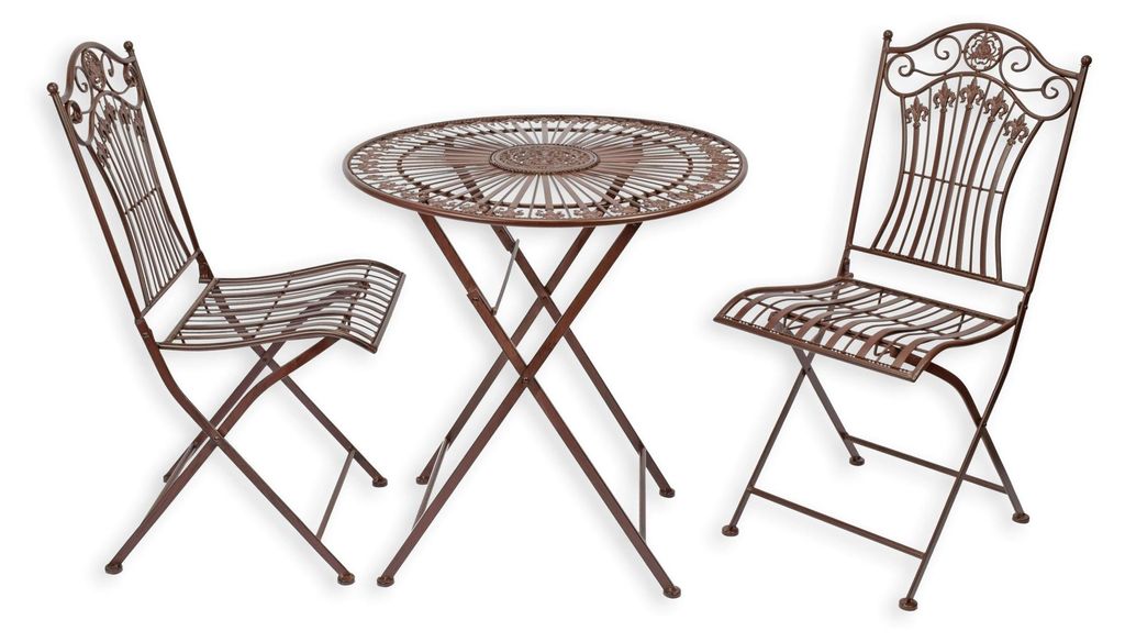 Gartenset 2 Stühle und Gartentisch – braun Replikat Retro Design Dekoration