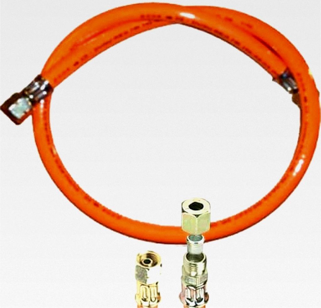 Propan-Gasschlauch mit 1/4" links X 8mm Schneidring-Verschraubung (300 cm, PVC, Orange)